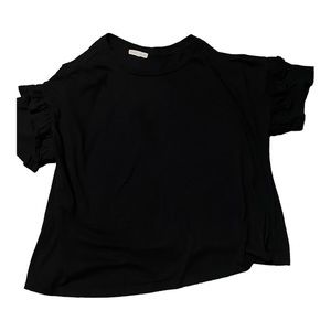 Retrology Black Top Blouse Ruffle Sleeve Casual Work Spring Summer Women’s 3 X